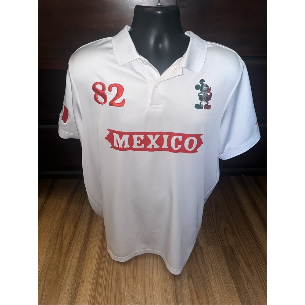 Disney World EPCOT World Showcase MEXICO Mickey Polo Jersey Shirt Size 2XL White